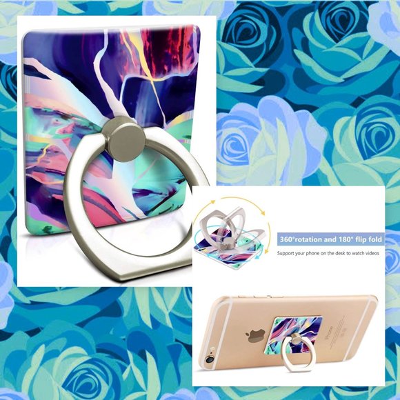 IPhone 8 Plus Holographic Purple Marble Case with Matching Phone Ring Holder - Picture 8 of 12